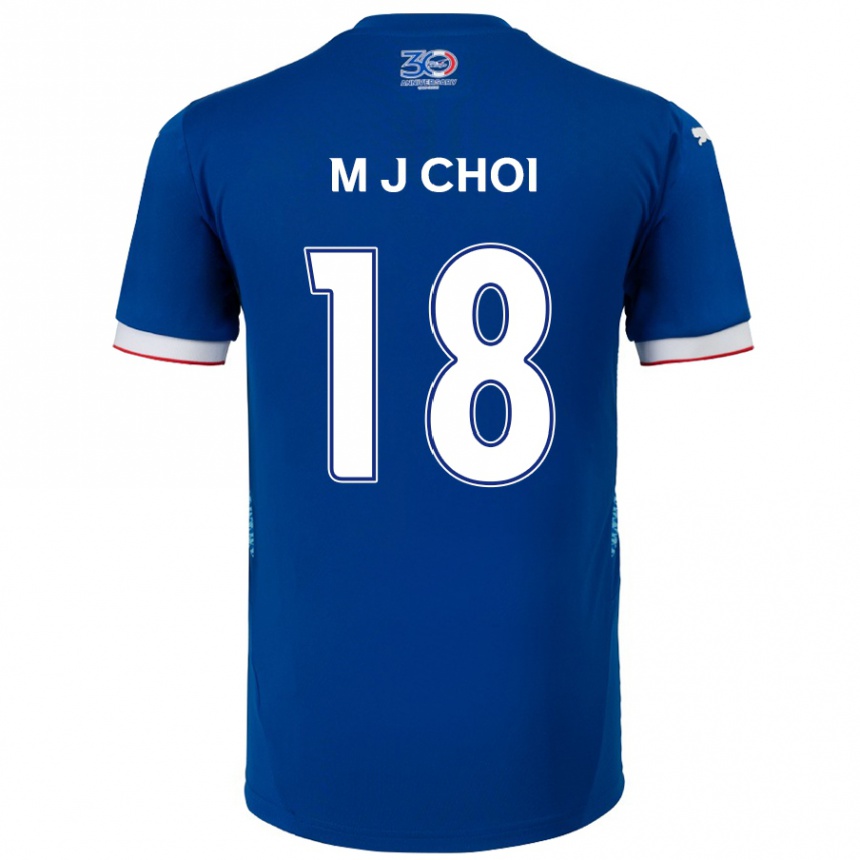 גברים כדורגל Ji-Moog Choi #18 לבן כחול מלכותי ג'רזי ביתית 2025/26