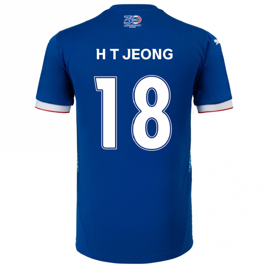 גברים כדורגל Tae-Hwan Jeong #18 לבן כחול מלכותי ג'רזי ביתית 2025/26