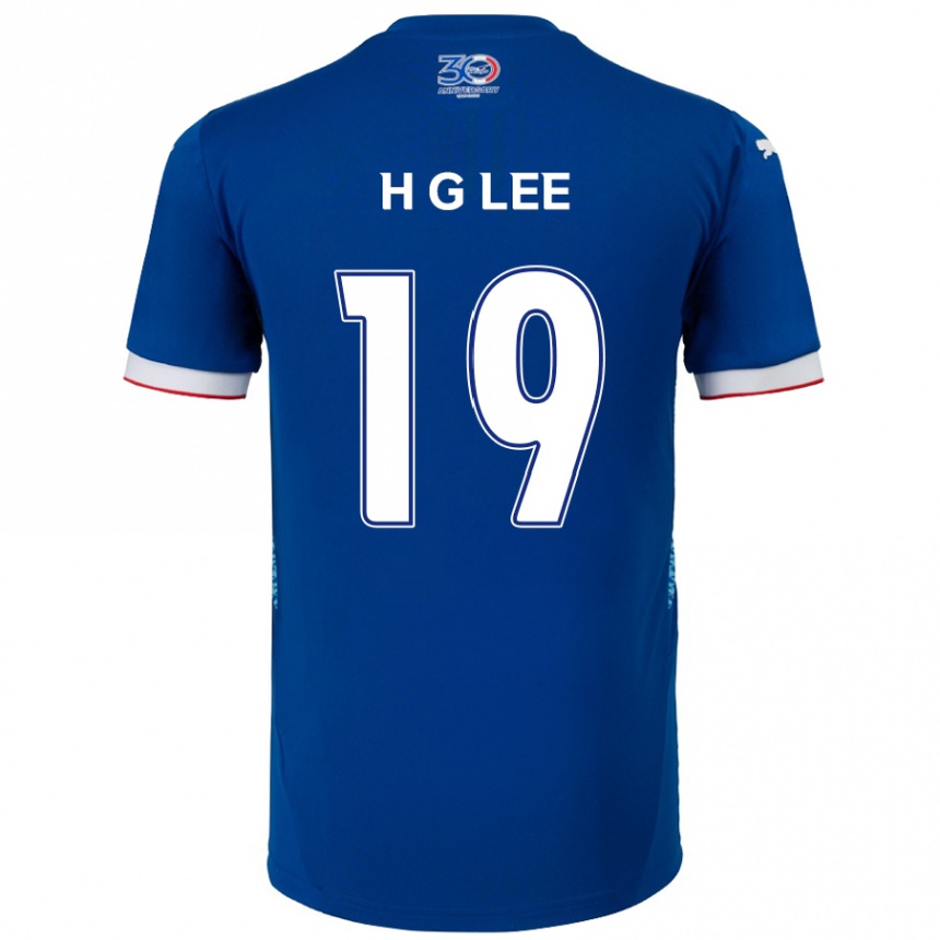 גברים כדורגל Geon-Hee Lee #19 לבן כחול מלכותי ג'רזי ביתית 2025/26
