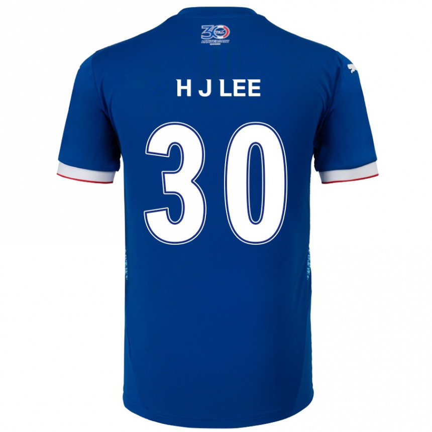 גברים כדורגל Ji-Ho Lee #30 לבן כחול מלכותי ג'רזי ביתית 2025/26