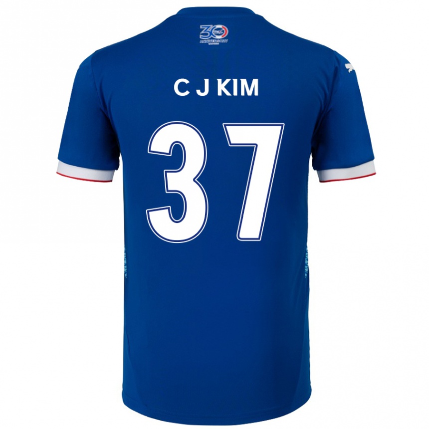 גברים כדורגל Joo-Chan Kim #37 לבן כחול מלכותי ג'רזי ביתית 2025/26