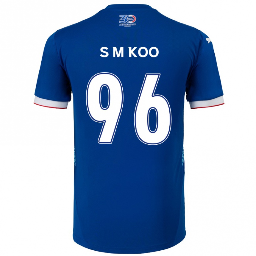 גברים כדורגל מין-סאו קו #96 לבן כחול מלכותי ג'רזי ביתית 2025/26