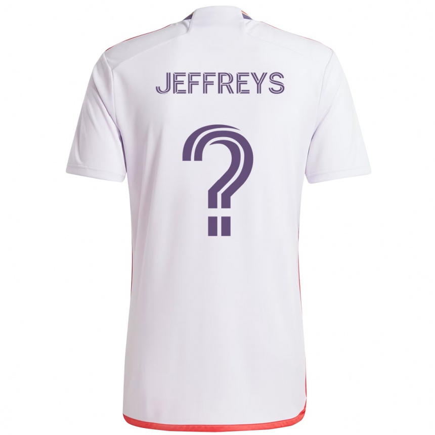 גברים כדורגל Tj Jeffreys #0 סגול לבן הרחק ג'רזי 2025/26