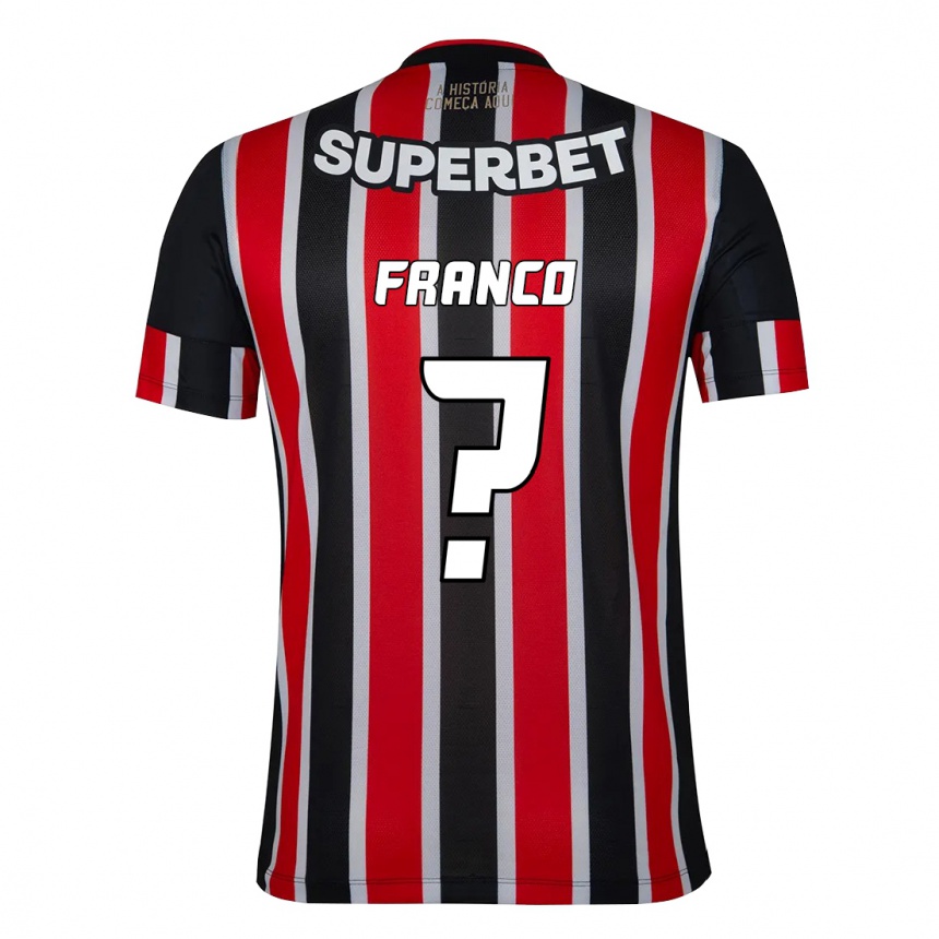 גברים כדורגל Franco #0 אדום שחור לבן הרחק ג'רזי 2025/26