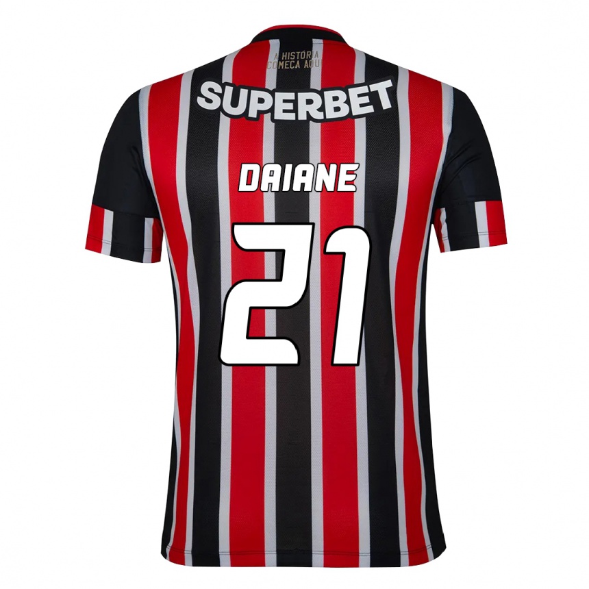 גברים כדורגל Daiane #21 אדום שחור לבן הרחק ג'רזי 2025/26