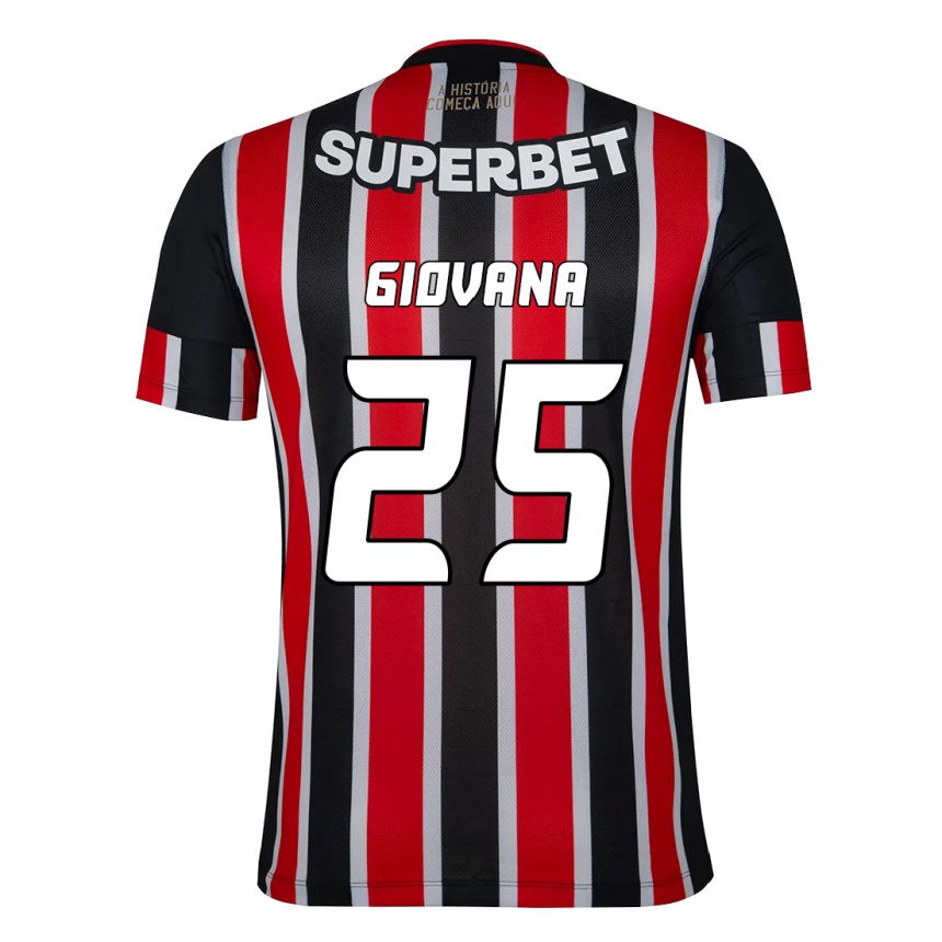 גברים כדורגל Giovana #25 אדום שחור לבן הרחק ג'רזי 2025/26