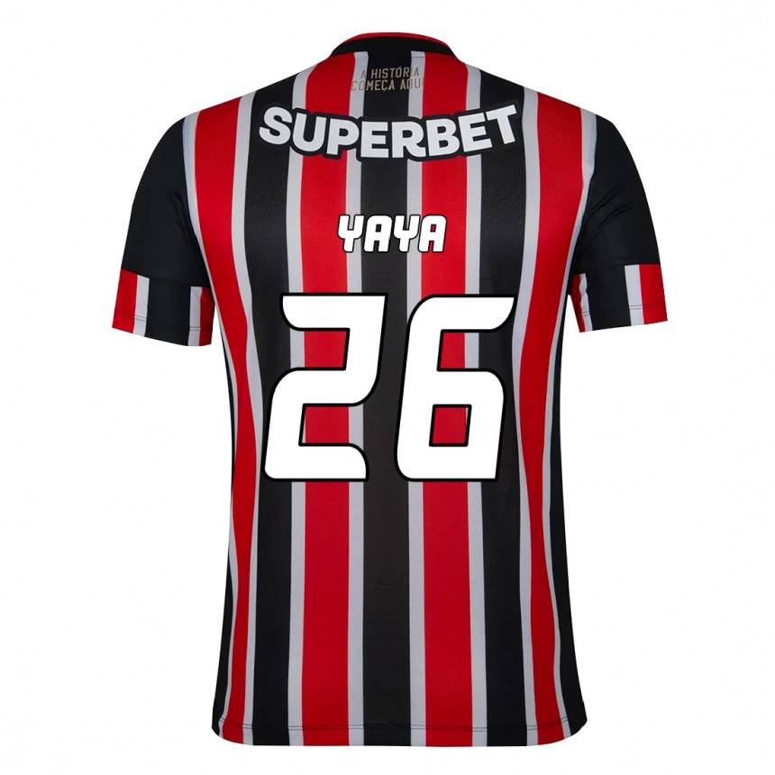 גברים כדורגל Yaya #26 אדום שחור לבן הרחק ג'רזי 2025/26