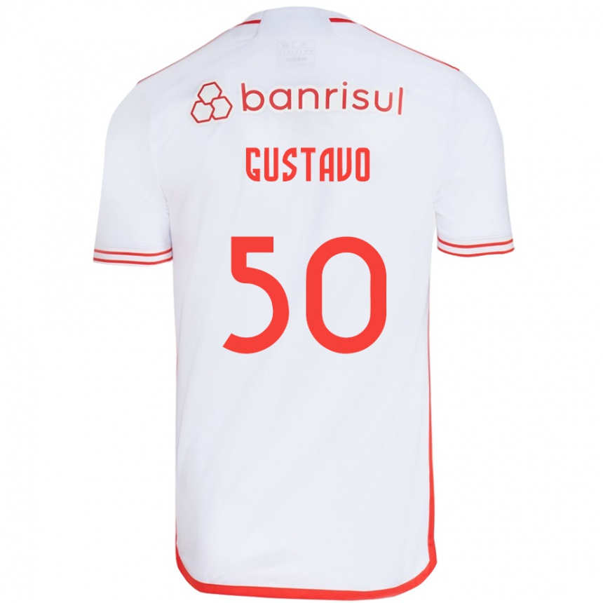 גברים כדורגל Gustavo #50 אדום לבן הרחק ג'רזי 2025/26