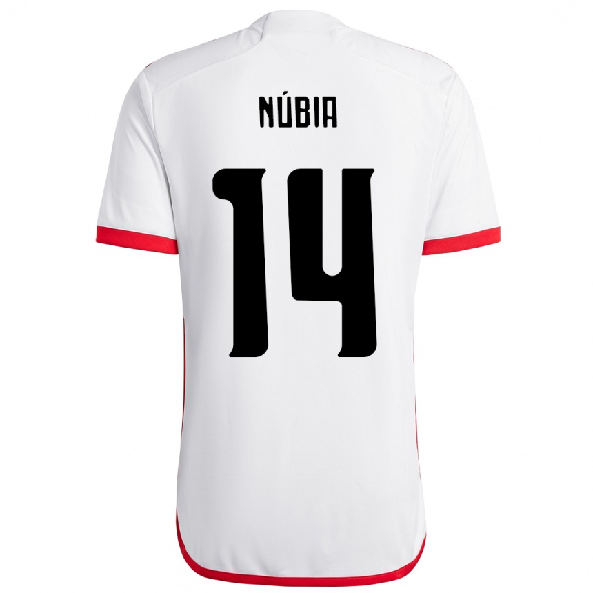 גברים כדורגל Núbia #14 אדום שחור הרחק ג'רזי 2025/26