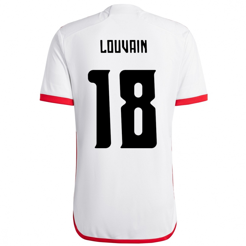 גברים כדורגל Gaby Louvain #18 אדום שחור הרחק ג'רזי 2025/26