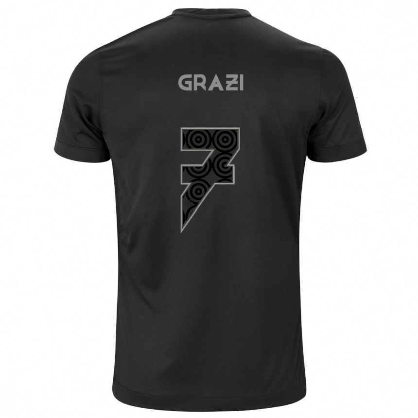 גברים כדורגל Grazi #7 שחור לבן הרחק ג'רזי 2025/26