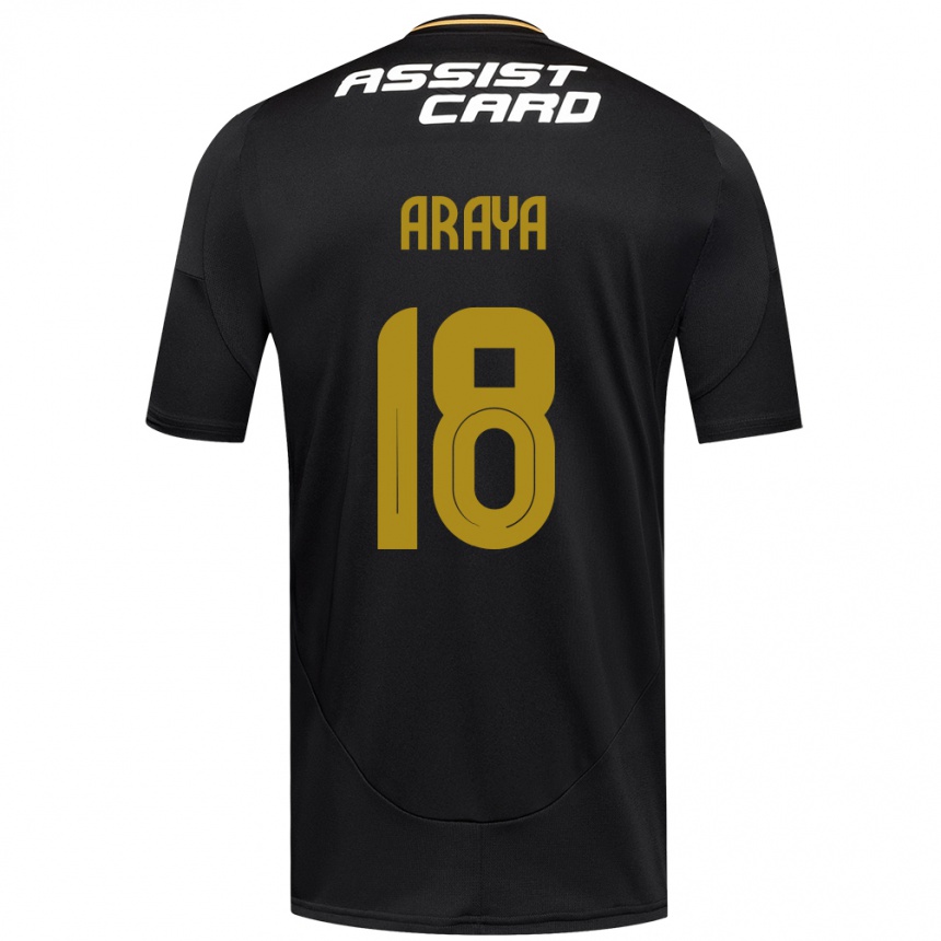 גברים כדורגל Benjamín Araya #18 שחור לבן צהוב הרחק ג'רזי 2025/26