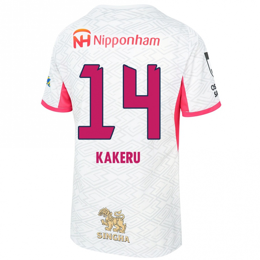 גברים כדורגל Kakeru Funaki #14 ורוד סאקורה לבן הרחק ג'רזי 2025/26