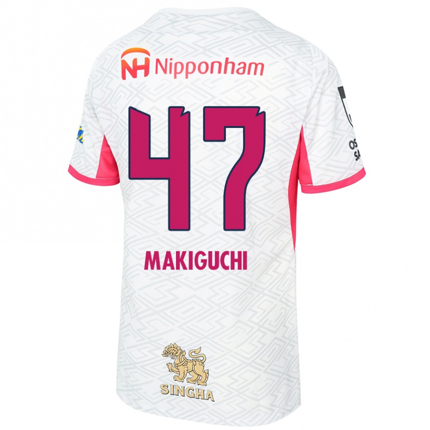 גברים כדורגל Kazuma Makiguchi #47 ורוד סאקורה לבן הרחק ג'רזי 2025/26