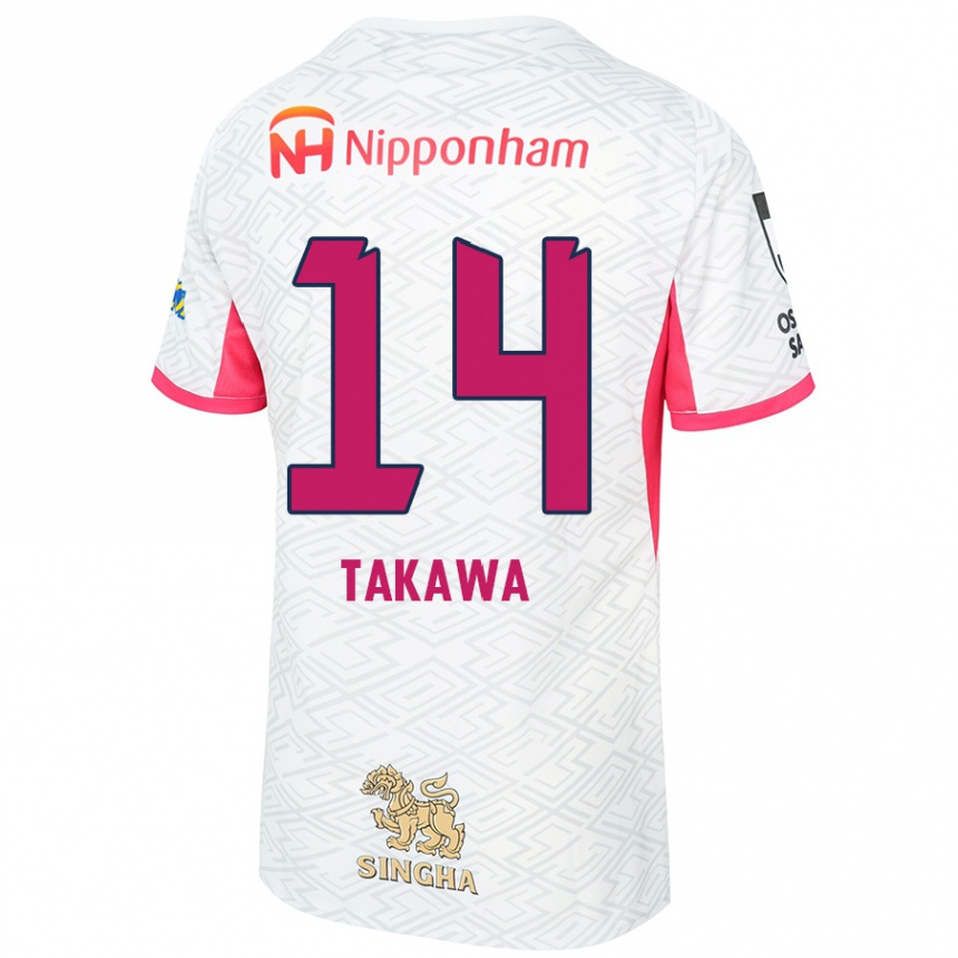 גברים כדורגל Serika Takawa #14 ורוד סאקורה לבן הרחק ג'רזי 2025/26