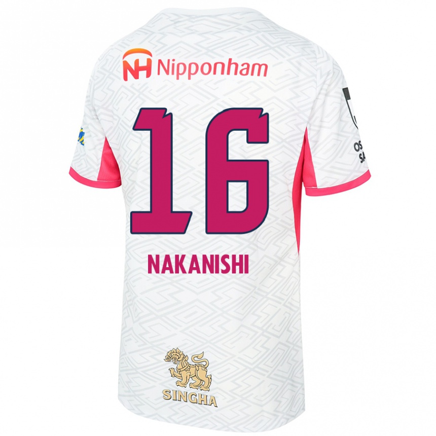 גברים כדורגל Fuu Nakanishi #16 ורוד סאקורה לבן הרחק ג'רזי 2025/26