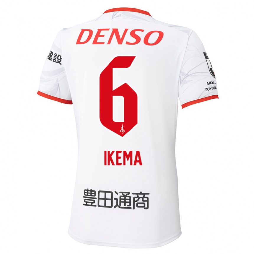 גברים כדורגל Kano Ikema #6 לבן אדום הרחק ג'רזי 2025/26