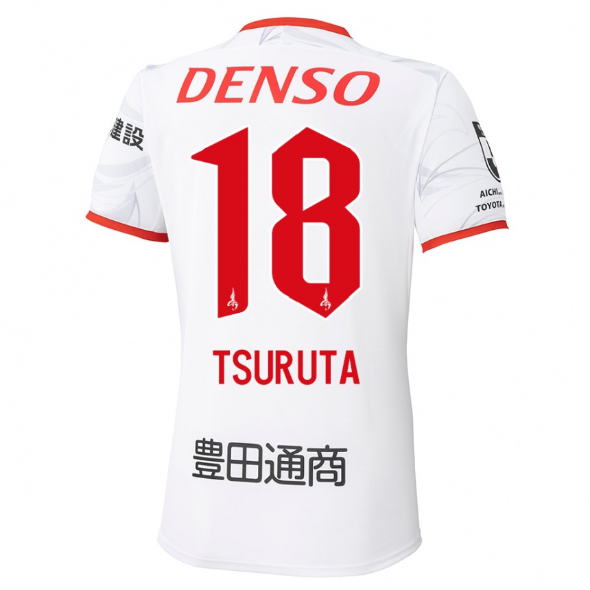 גברים כדורגל Shu Tsuruta #18 לבן אדום הרחק ג'רזי 2025/26