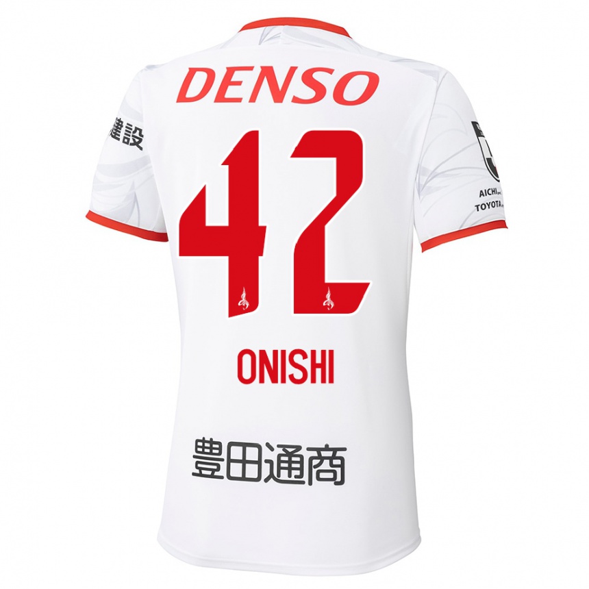 גברים כדורגל Ritsu Onishi #42 לבן אדום הרחק ג'רזי 2025/26