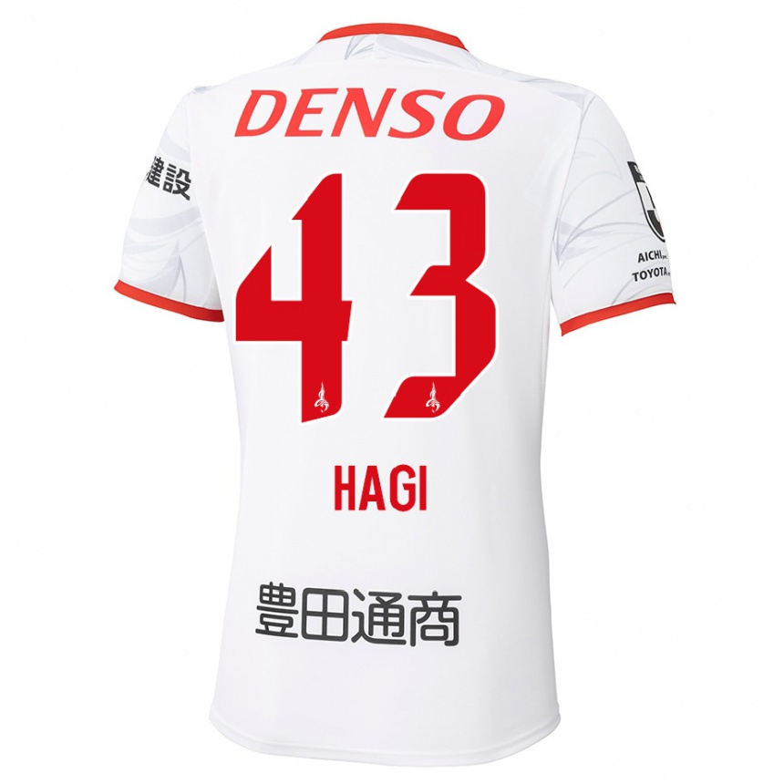 גברים כדורגל Hiroaki Hagi #43 לבן אדום הרחק ג'רזי 2025/26