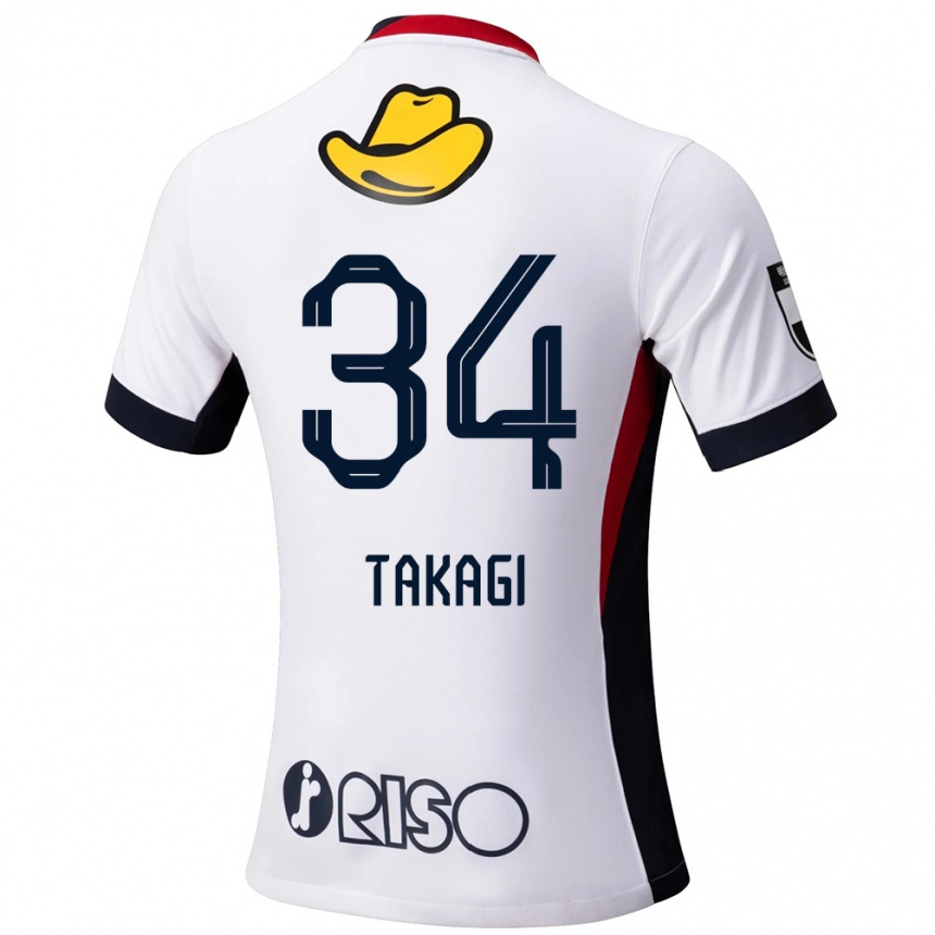 גברים כדורגל Haruto Takagi #34 אדום שחור הרחק ג'רזי 2025/26
