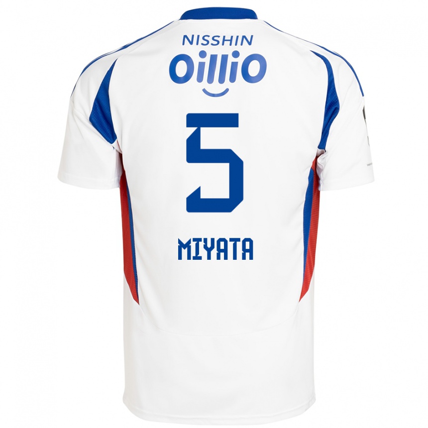 גברים כדורגל Haru Miyata #5 לבן כחול מלכותי הרחק ג'רזי 2025/26