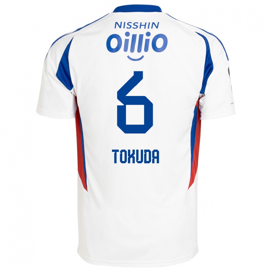 גברים כדורגל Yuma Tokuda #6 לבן כחול מלכותי הרחק ג'רזי 2025/26