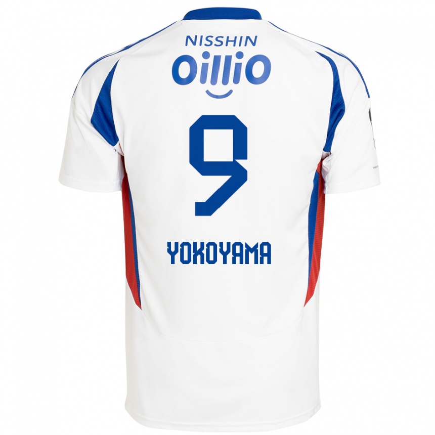 גברים כדורגל Shunsuke Yokoyama #9 לבן כחול מלכותי הרחק ג'רזי 2025/26