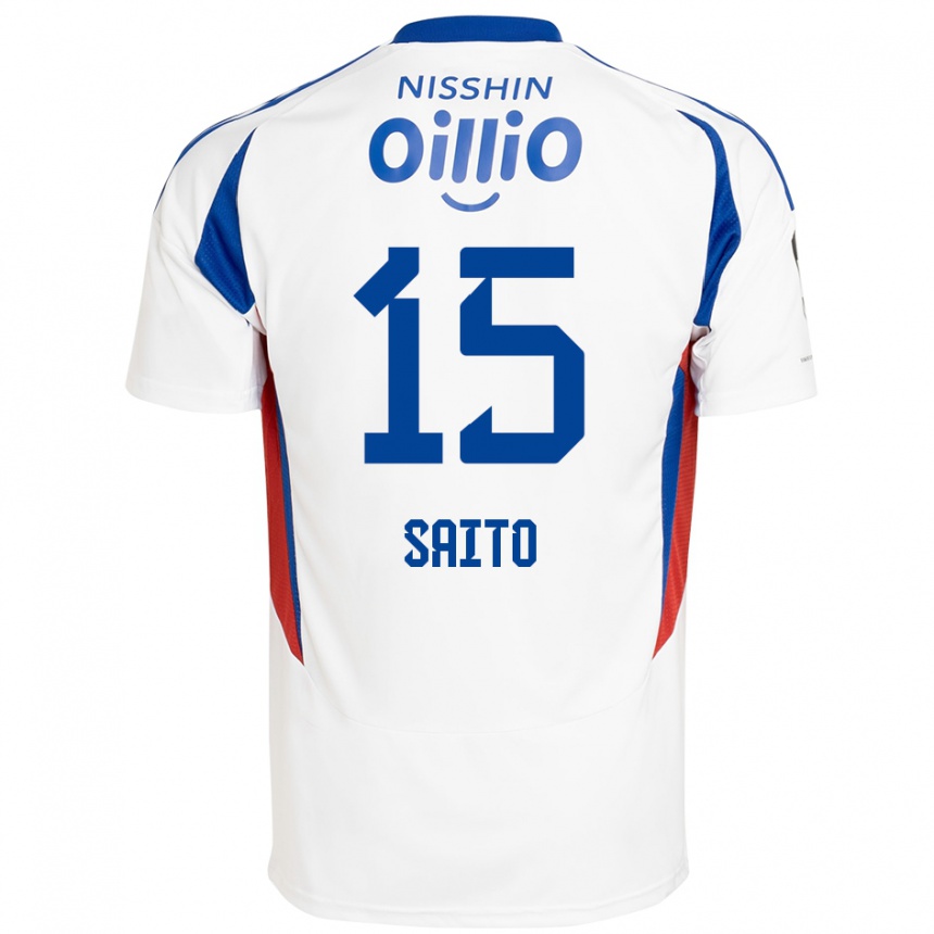 גברים כדורגל Haru Saito #15 לבן כחול מלכותי הרחק ג'רזי 2025/26