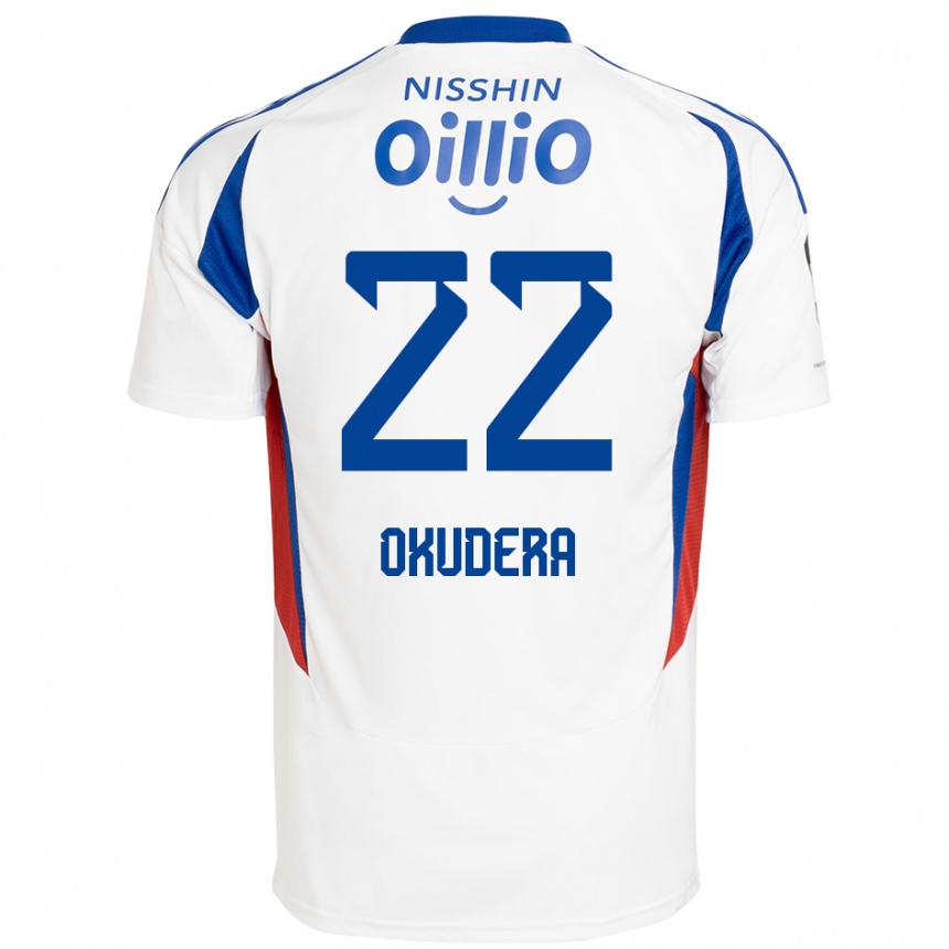 גברים כדורגל Minato Okudera #22 לבן כחול מלכותי הרחק ג'רזי 2025/26