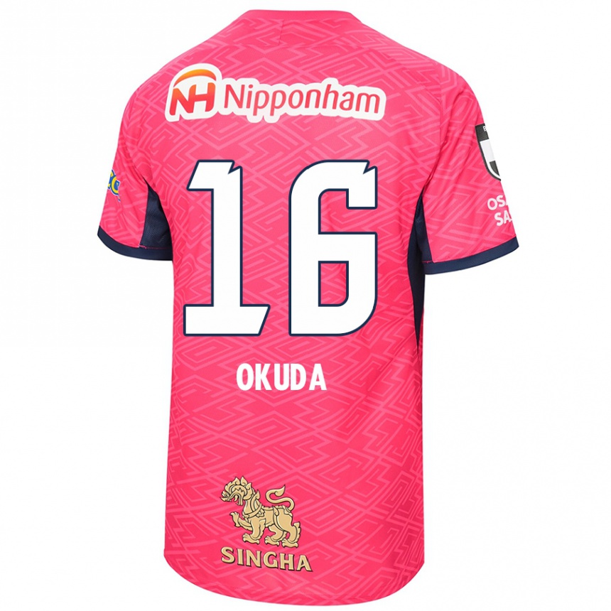נשים כדורגל Hayato Okuda #16 לבן ורוד סאקורה ג'רזי ביתית 2025/26