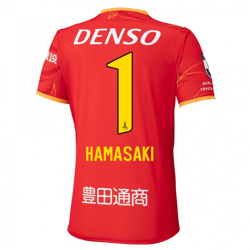 נשים כדורגל Shiki Hamasaki #1 אדום צהוב ג'רזי ביתית 2025/26