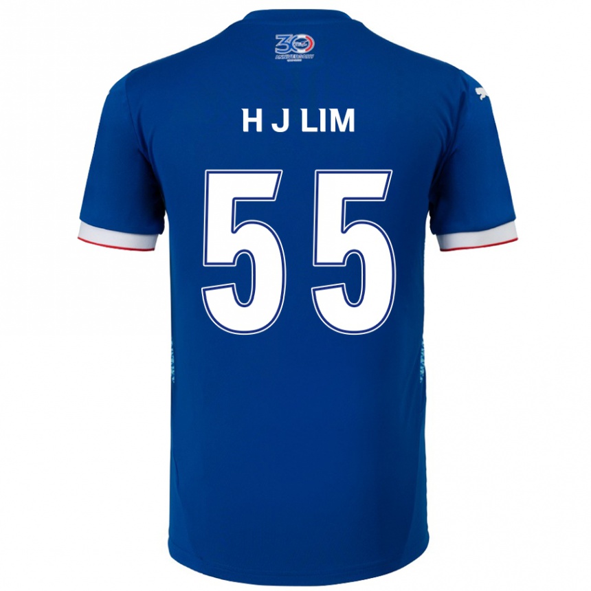 נשים כדורגל Ji-Hoon Lim #55 לבן כחול מלכותי ג'רזי ביתית 2025/26