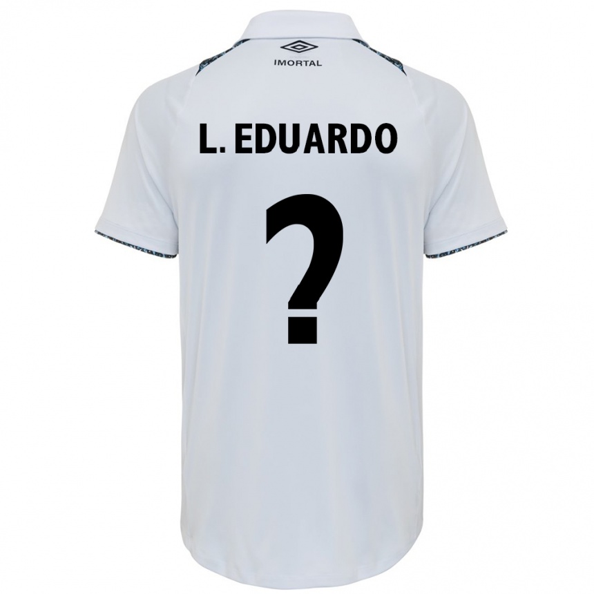 נשים כדורגל Luis Eduardo #0 לבן כחול הרחק ג'רזי 2025/26