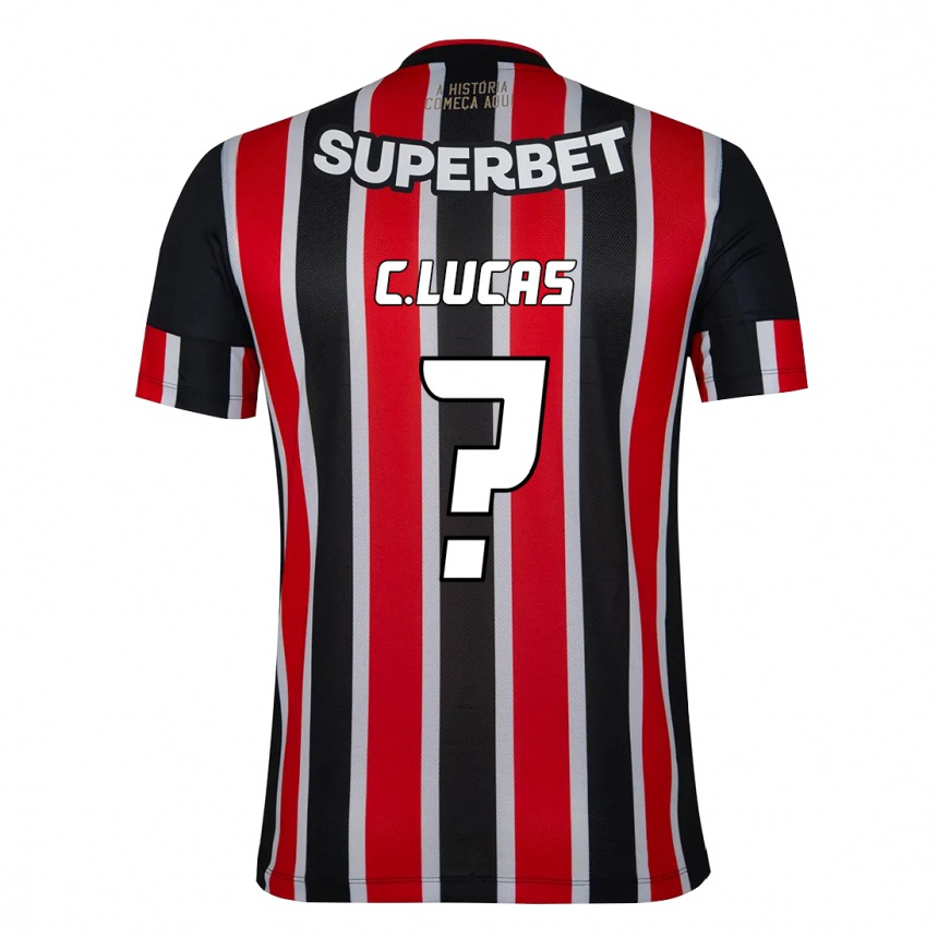 נשים כדורגל Cauã Lucas #0 אדום שחור לבן הרחק ג'רזי 2025/26