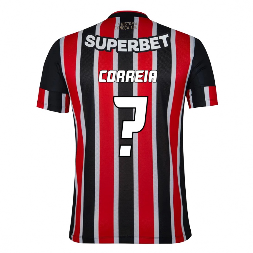 נשים כדורגל Arthur Correia #0 אדום שחור לבן הרחק ג'רזי 2025/26