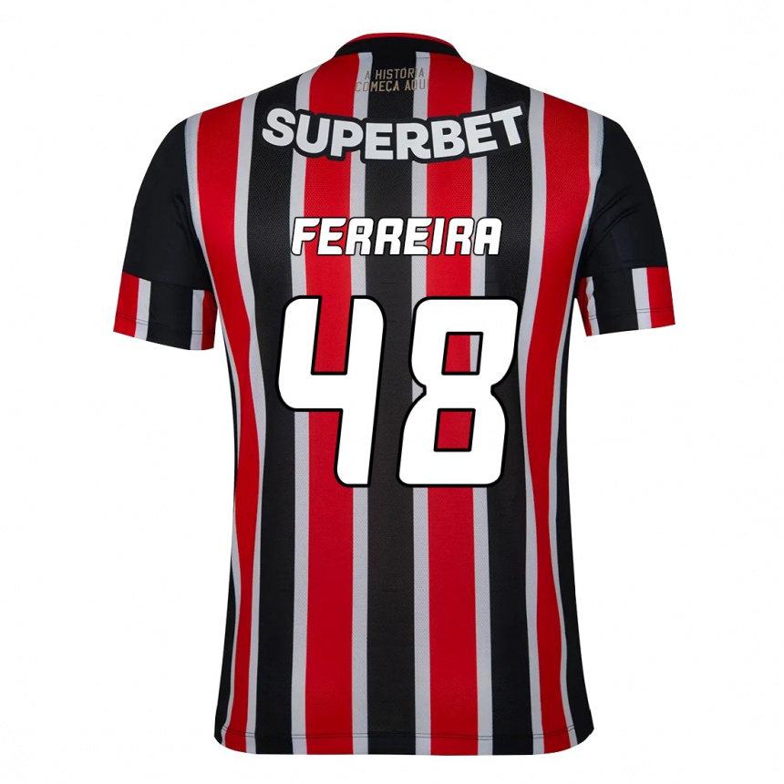 נשים כדורגל Lucas Ferreira #48 אדום שחור לבן הרחק ג'רזי 2025/26