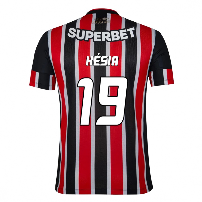 נשים כדורגל Késia #19 אדום שחור לבן הרחק ג'רזי 2025/26