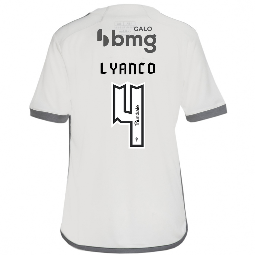 נשים כדורגל Lyanco #4 לבן שחור הרחק ג'רזי 2025/26