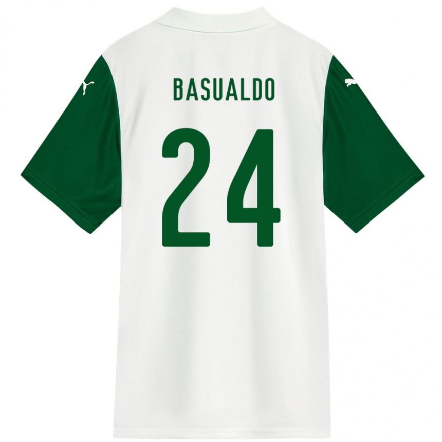 נשים כדורגל Luis Basualdo #24 ירוק לבן הרחק ג'רזי 2025/26