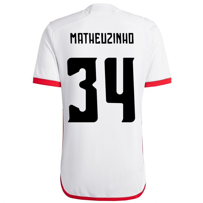 נשים כדורגל Matheuzinho #34 אדום שחור הרחק ג'רזי 2025/26