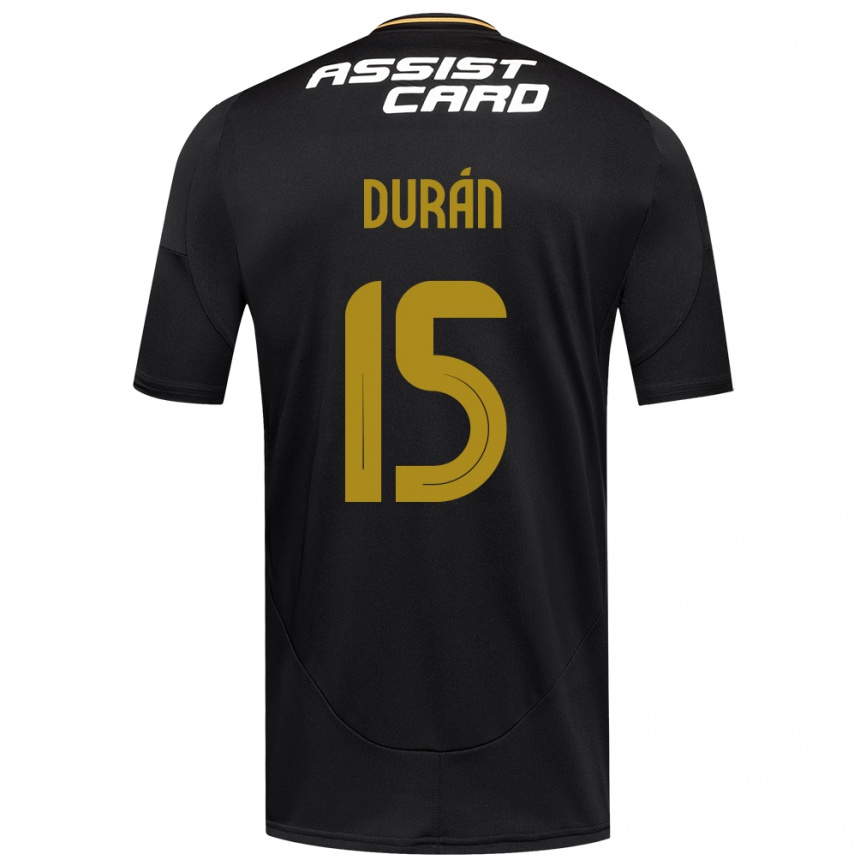 נשים כדורגל José Durán #15 שחור לבן צהוב הרחק ג'רזי 2025/26