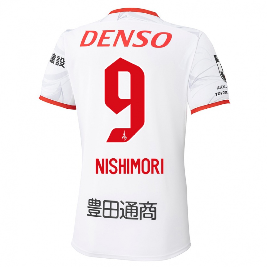 נשים כדורגל Naoto Nishimori #9 לבן אדום הרחק ג'רזי 2025/26