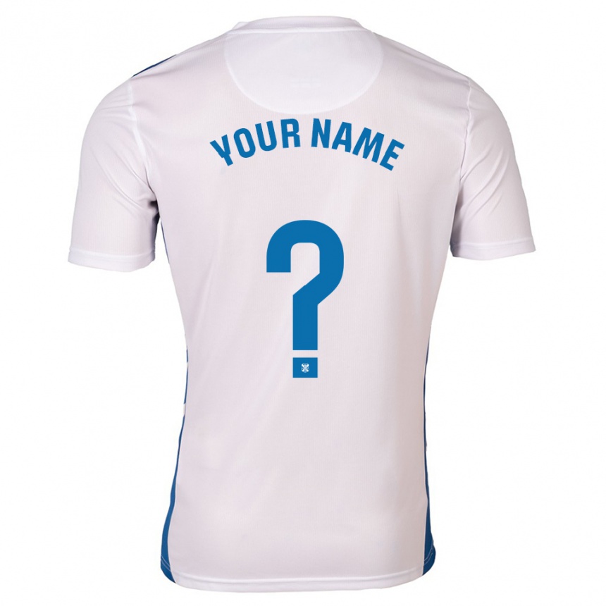 נשים כדורגל השם שלך #0 לבן כחול ג'רזי ביתית 2025/26