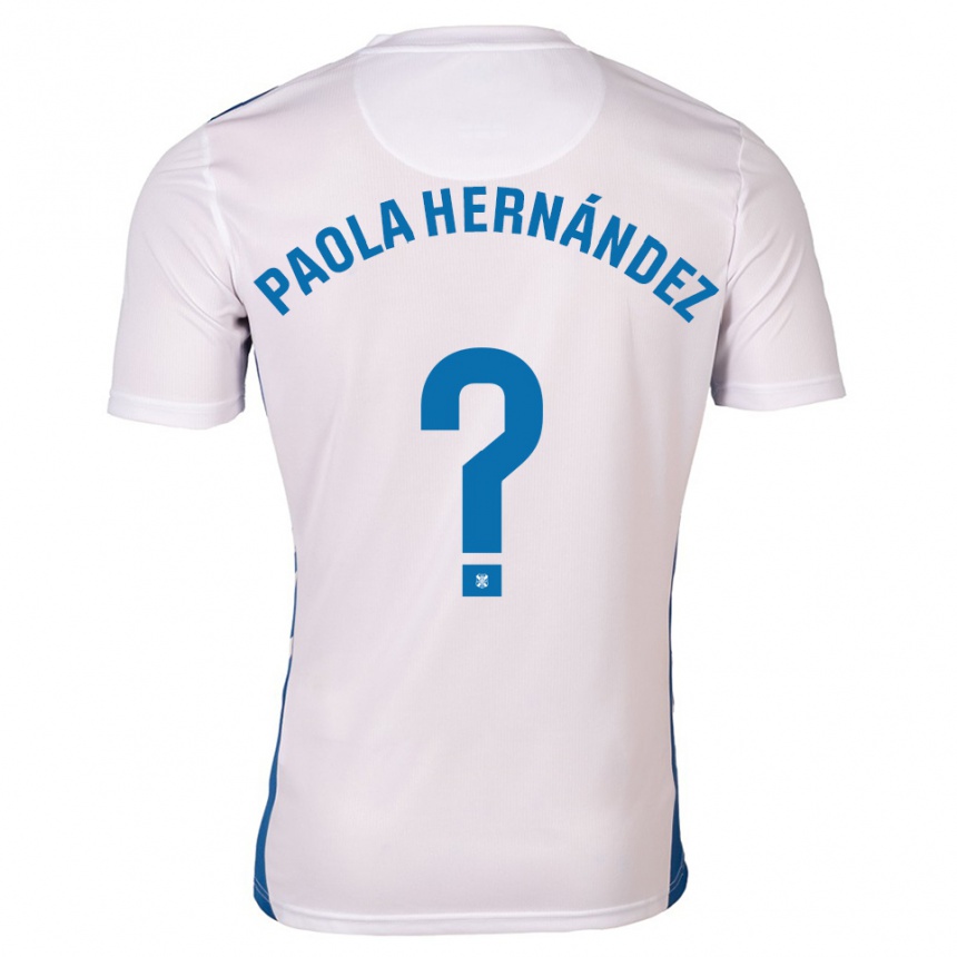 נשים כדורגל פאולה הרננדס #0 לבן כחול ג'רזי ביתית 2025/26
