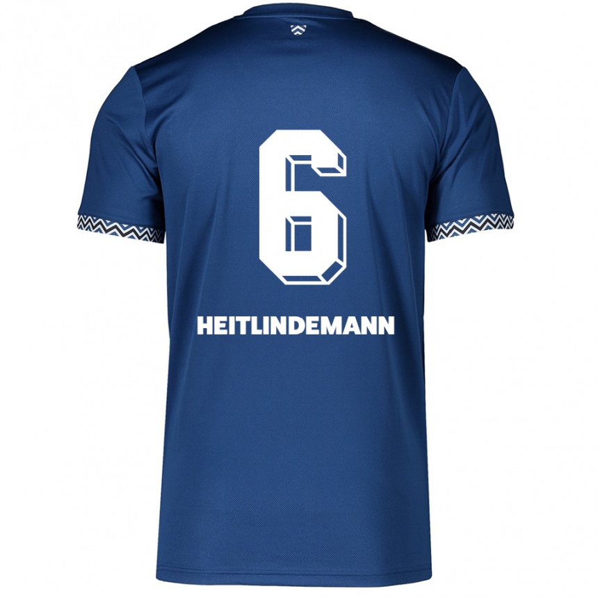 נשים כדורגל Leonie Heitlindemann #6 כחול נייבי לבן ג'רזי ביתית 2025/26