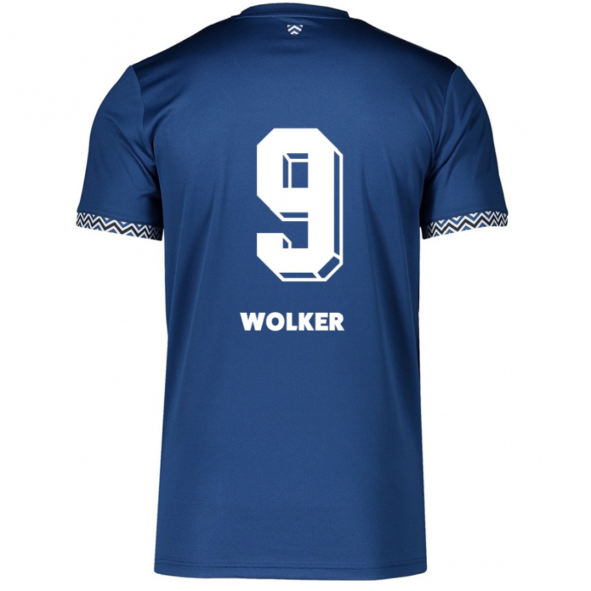 נשים כדורגל סמואל וולקר #9 כחול נייבי לבן ג'רזי ביתית 2025/26