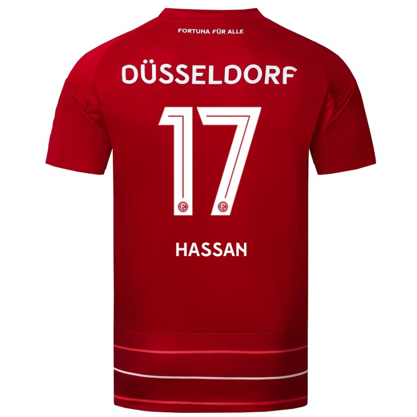 נשים כדורגל Ahmad Hassan #17 אדום לבן ג'רזי ביתית 2025/26