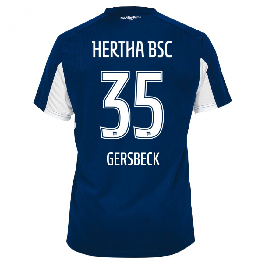 נשים כדורגל מריוס גרסבק #35 לבן כחול ג'רזי ביתית 2025/26