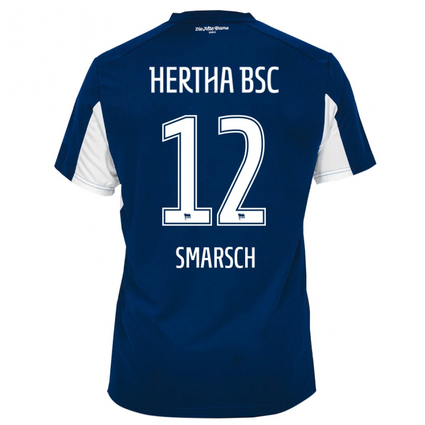 נשים כדורגל דניס שמרש #12 לבן כחול ג'רזי ביתית 2025/26